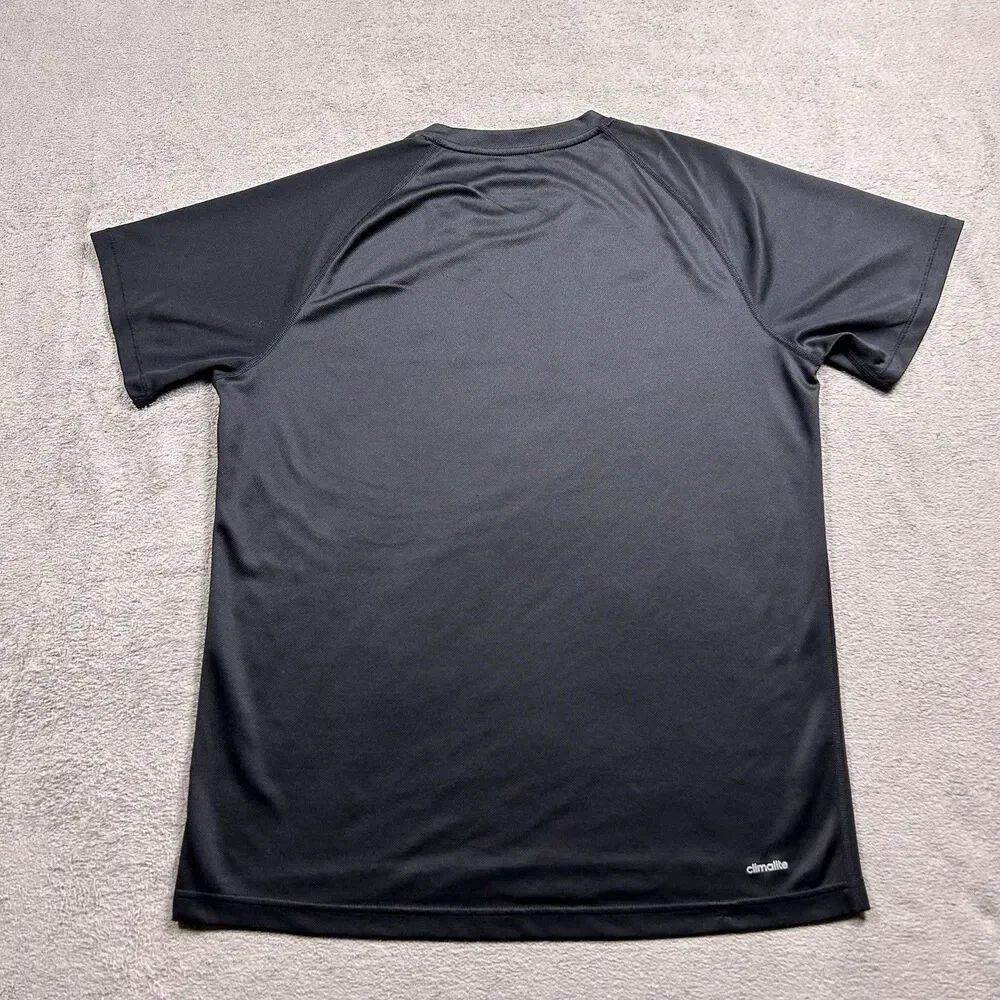 Adidas Graphic T-Shirt Mens L Black Climalite Yellow Logo Active Workout Gym